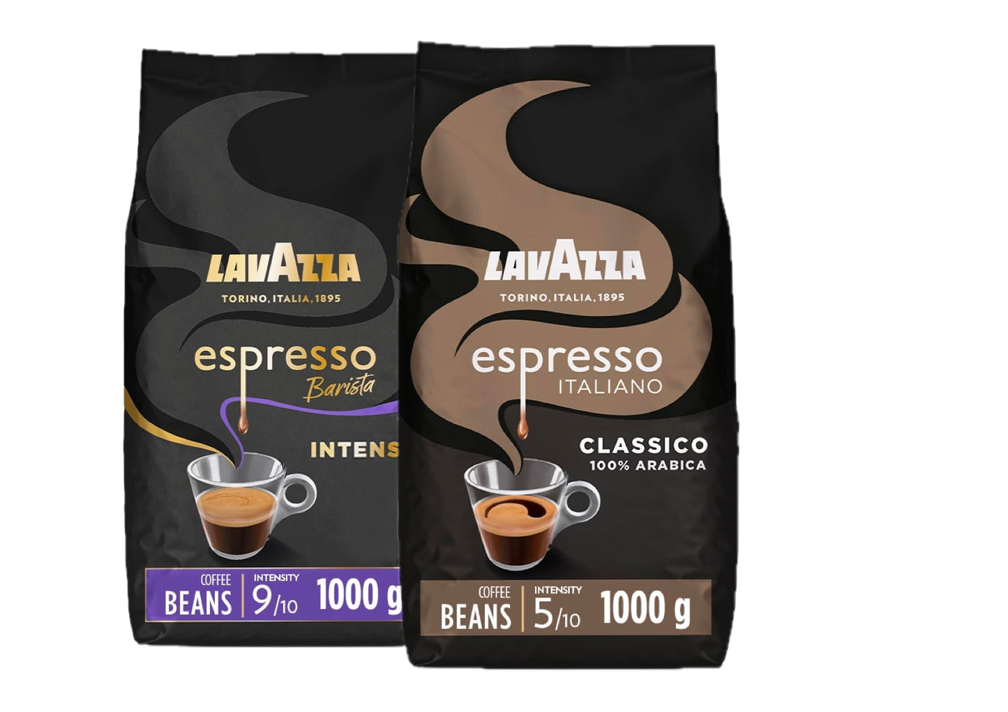 Lavazza, Intenso & Italiano Espresso, Coffee Beans, Ideal for Espresso Coffee Machines, 1kg x2