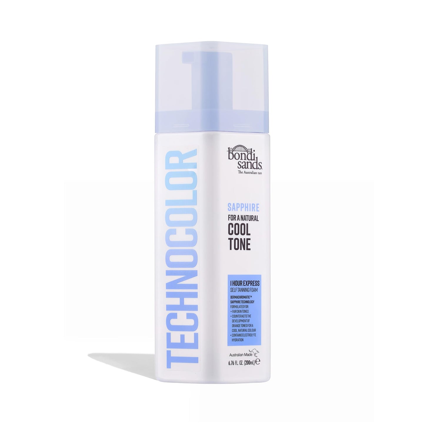Bondi Sands Technocolor 1-Hour Express Sapphire Self-Tanning Foam Easy Application, Streak Free Fake Tan - Fast-Acting Body Tan for Natural-Looking