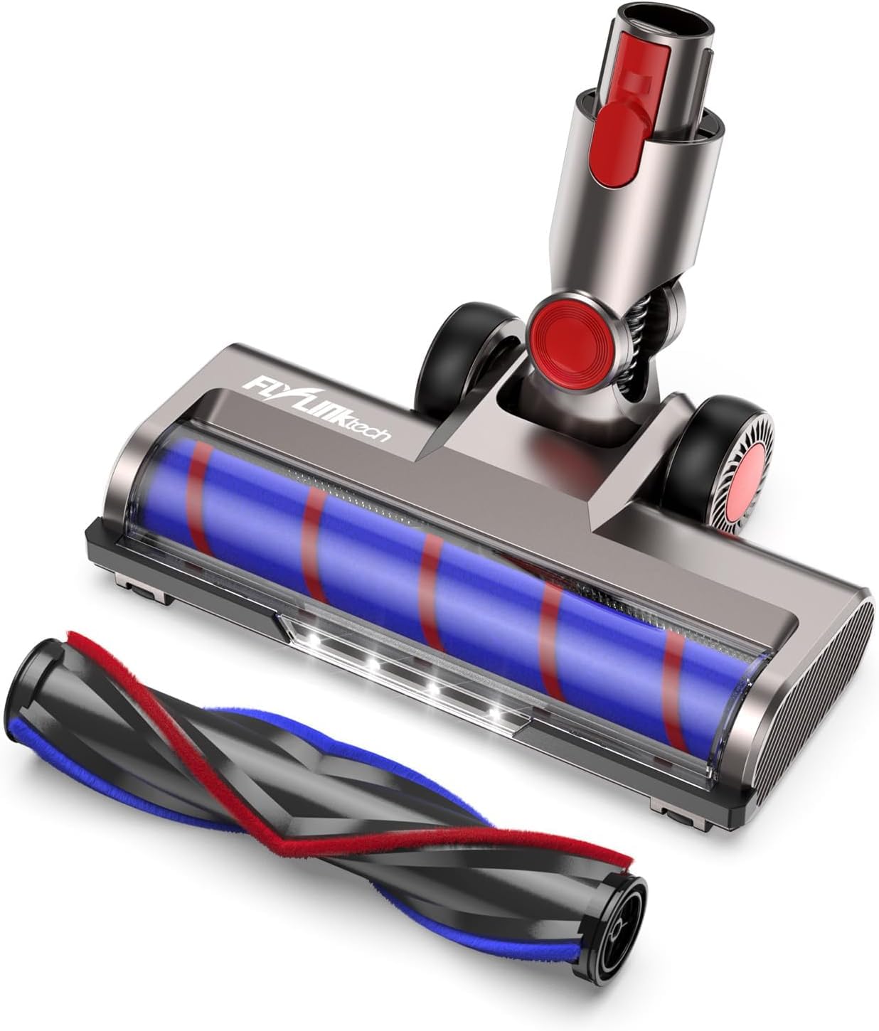 FLYLINKTECH Brush Head Replacement Compatible with Dyson V7 / V8 / V10 / V11 / V15, Flexible 180? Swivel Dyson Parts with 4 Led Headlamps and 2