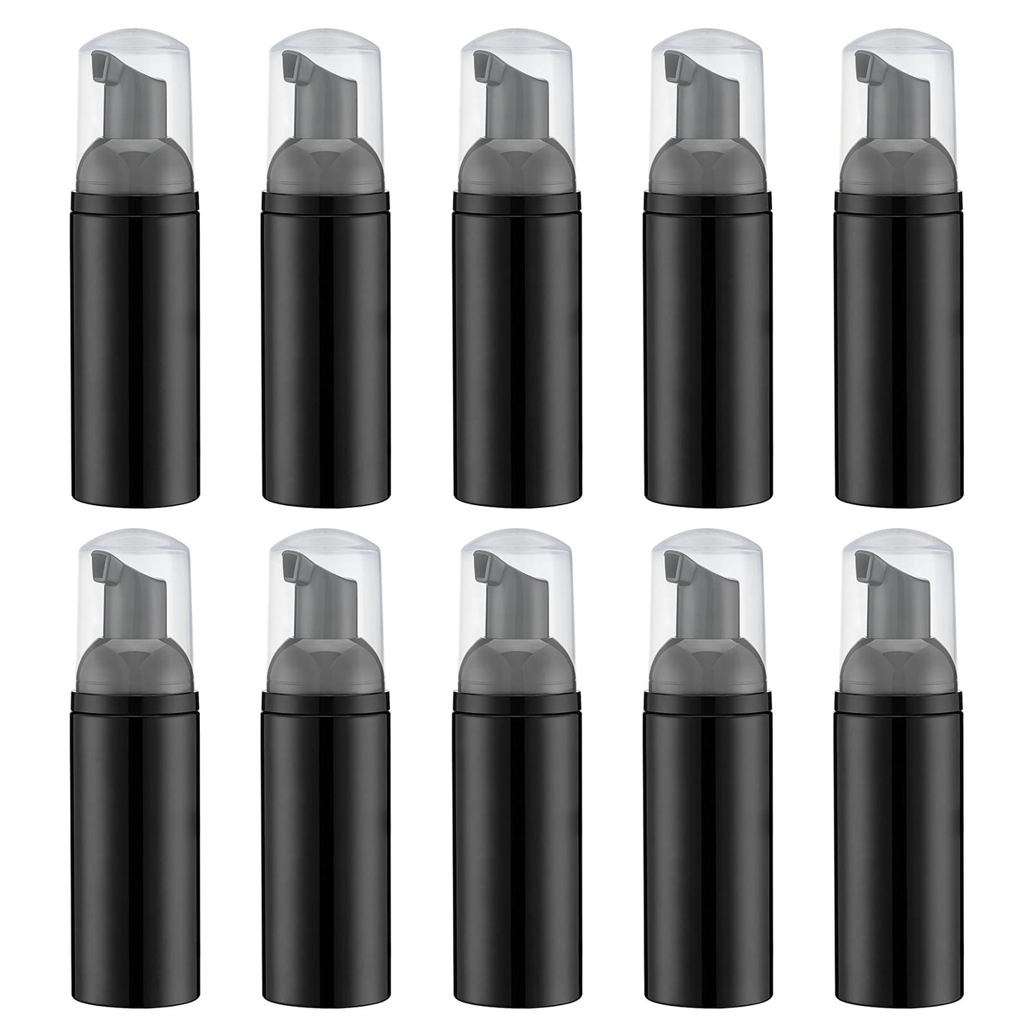 Livfa 10PCS Soap Foam Bottle (2 oz), Empty Travel Foaming Lash Shampoo for Cleanser, Dispenser (Black)