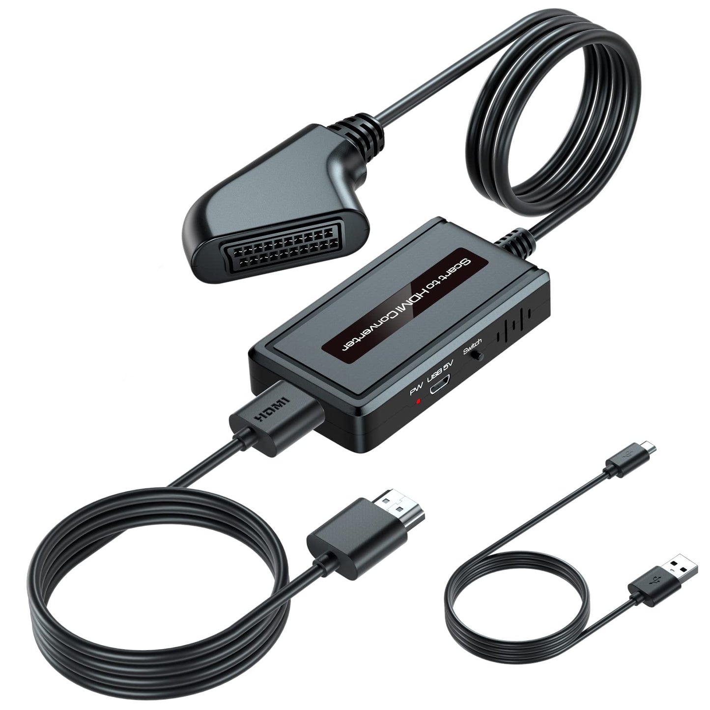 EASYCEL Female Scart to HDMI Converter, Support 4 : 3/16 : 9/16 : 10/Full Aspect Ratio, Support 720P/1080P HDMI Resolution Switch, Scart HDMI Adapter