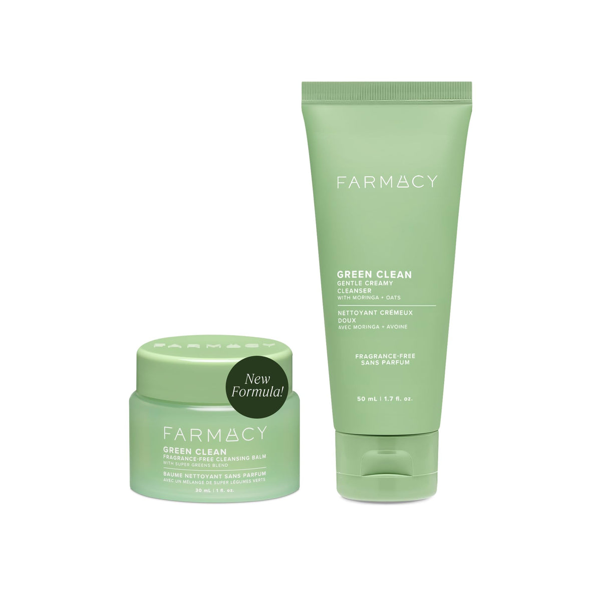 Farmacy Gentle Double Cleanse Skincare Gift Set - Fragrance-Free Gentle Creamy Face Cleanser & Makeup Remover Cleansing Balm - Melts Away Makeup &