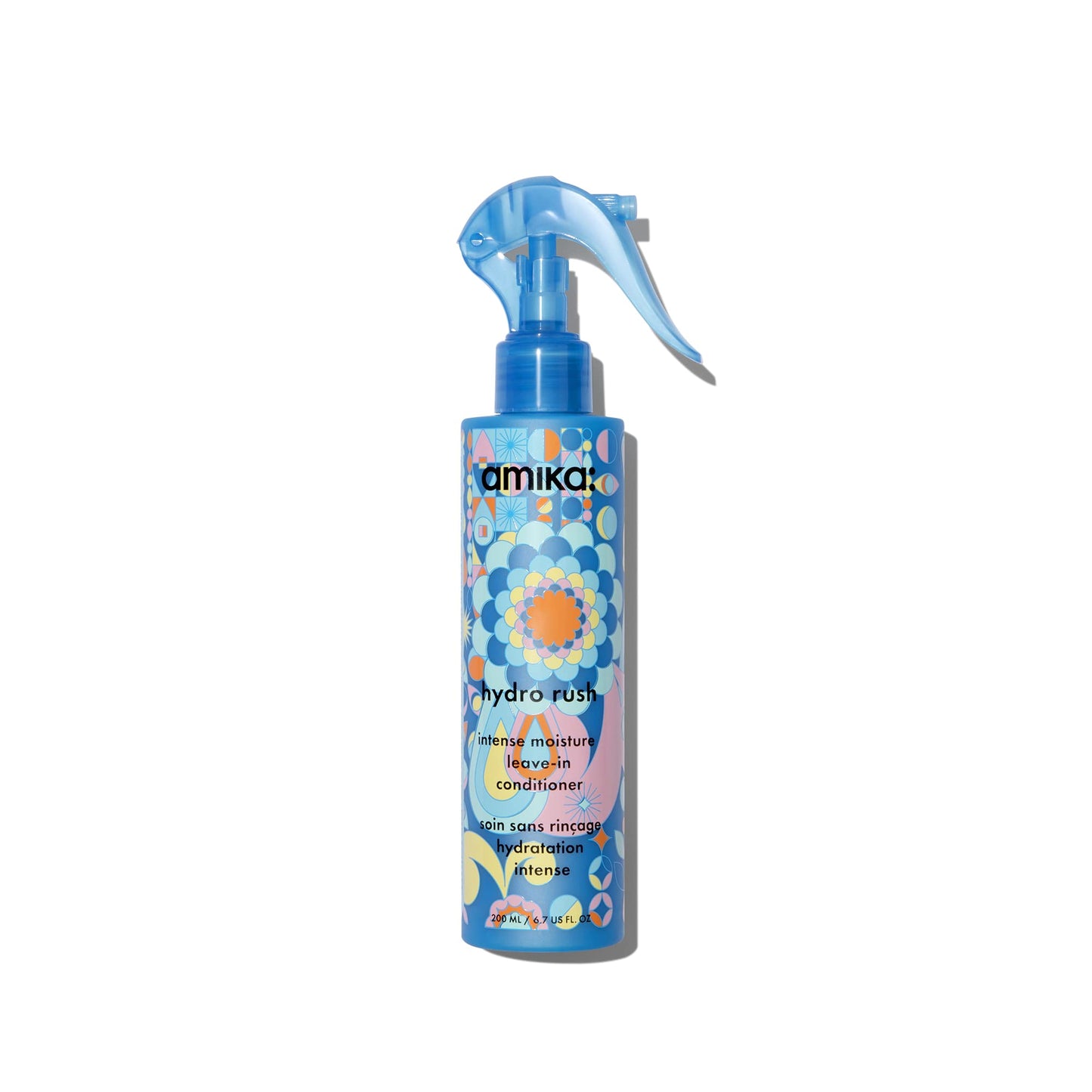 amika hydro rush intense moisture leave in conditioner spray - frizz-reducing detangling spray - hydrating hair care infused with hyaluronic acid,
