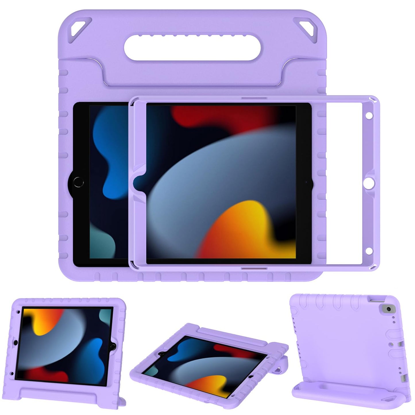 Surom Kids Case with Screen Protector for iPad 10.2 Inch 2021/2020/2019 (9th/8th/7th Generation), Shockproof Convertible Handle Stand iPad 10.2 Case