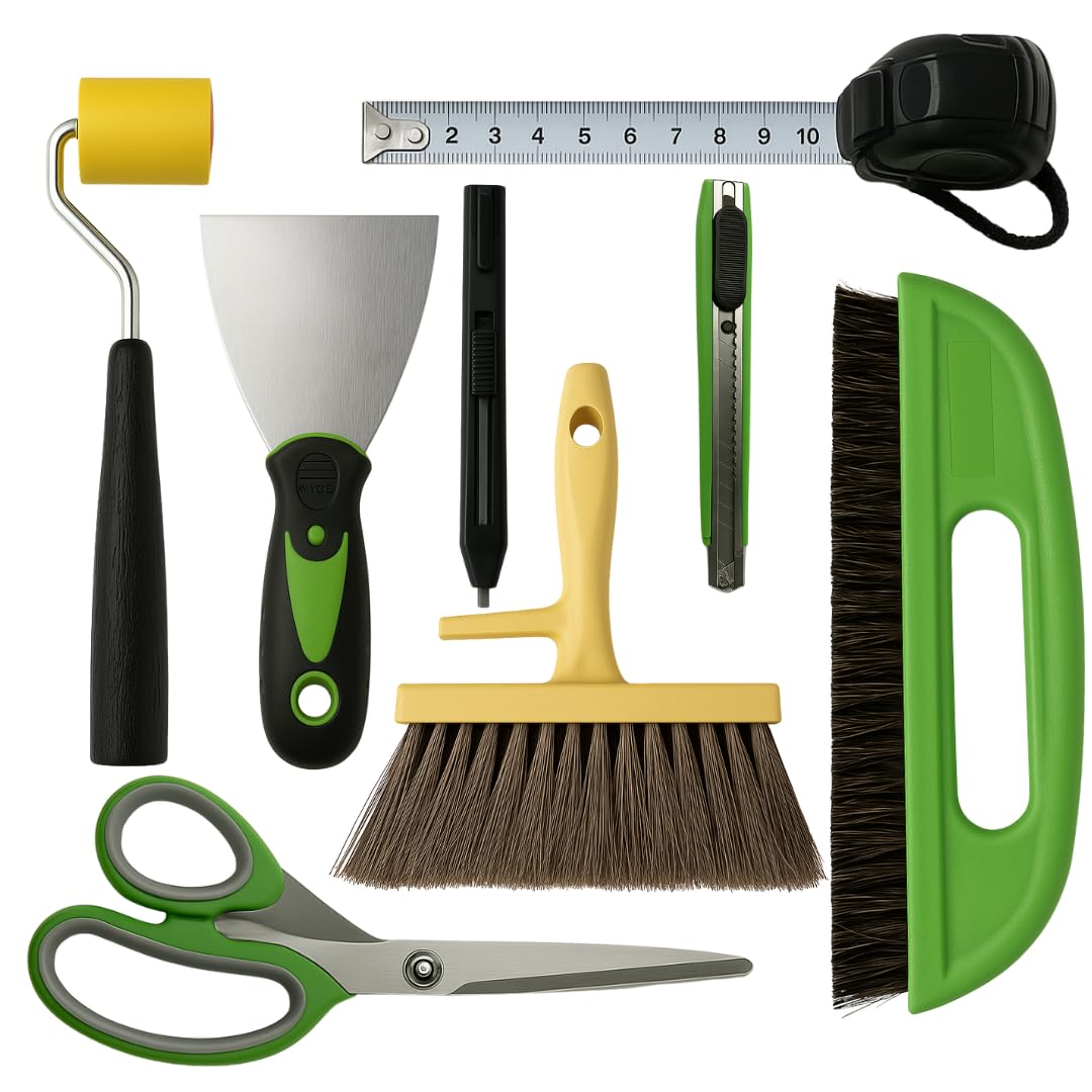 Tsekouri Wallpaper Paste Kit - Set Includes 8 Piece Wallpaper Kit Containing Wallpaper Paste Brush and Smoother, Wallpaper Seam Roller, Wall Paper