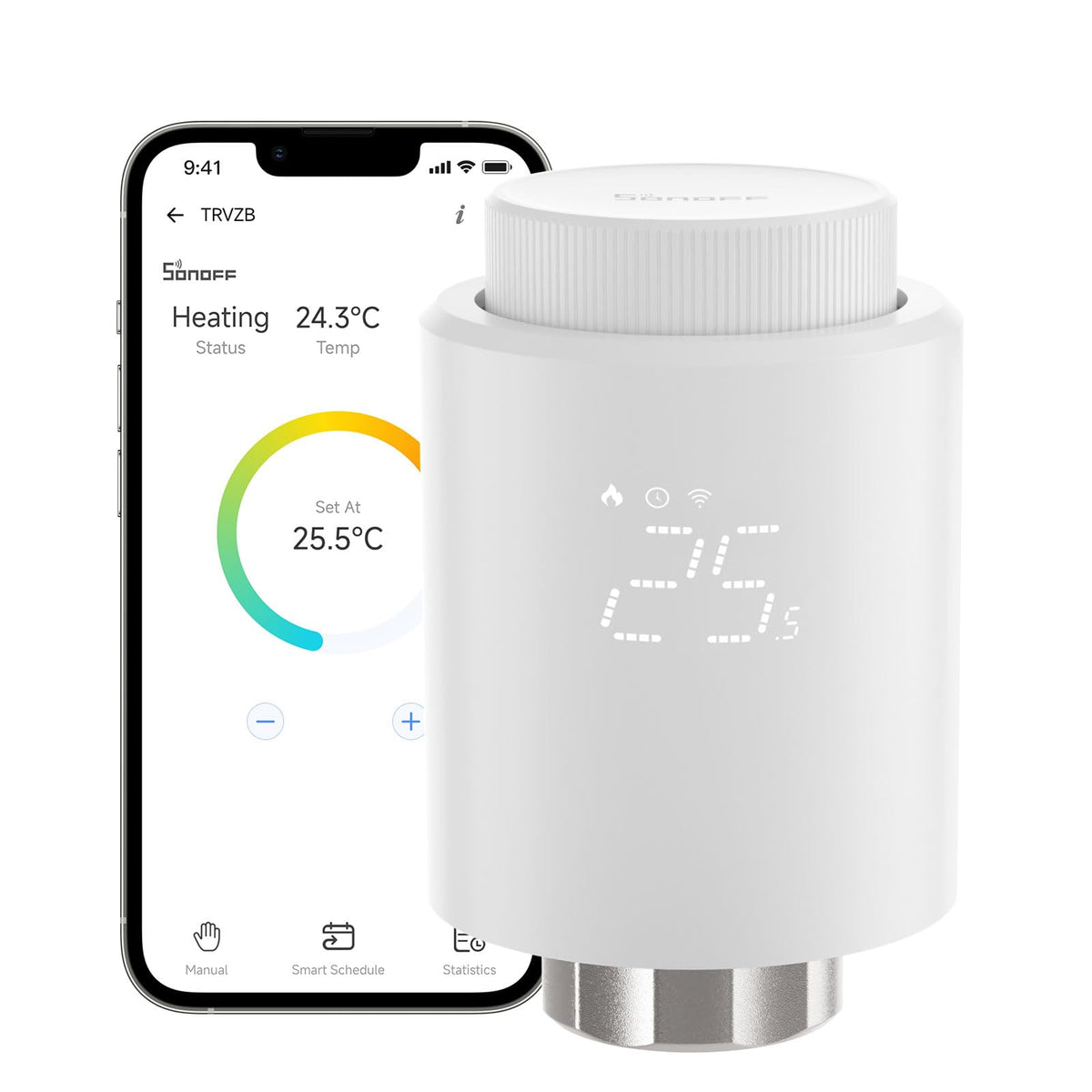SONOFF Zigbee Thermostatic Radiator Valve, TRVZB, Add-On Smart Radiator Valve For Smart Home Control, Easy Installation, Save Heating Costs, Works