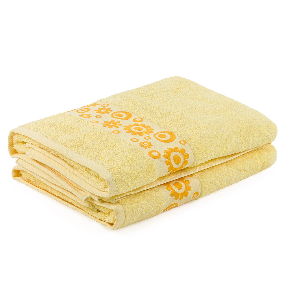 Go West Floral Jacquard Bath Towels – Harvest, Pack of 2, Extra Large 70x150 cm, 500 GSM Combed Cotton, Soft & Highly Absorbent