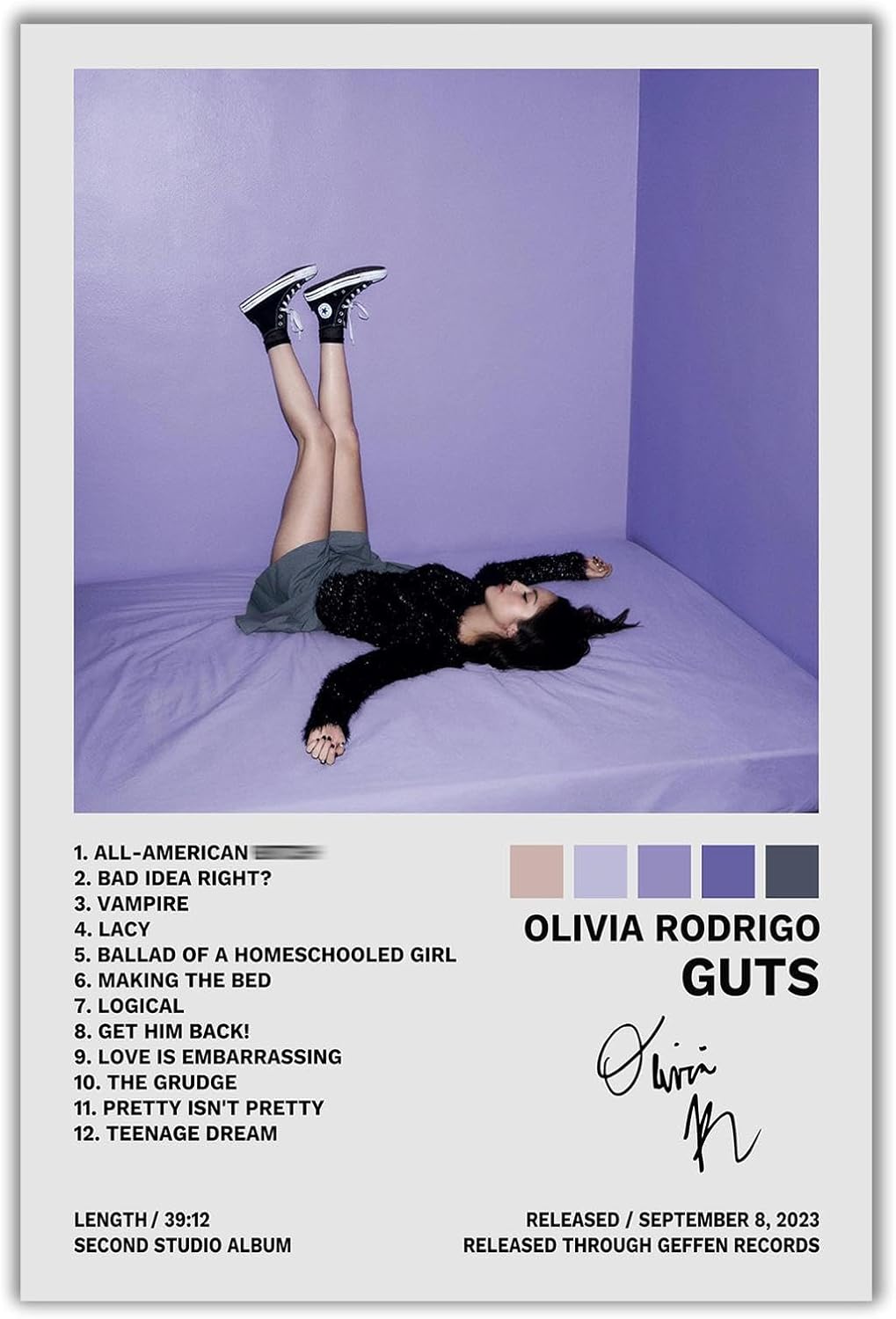 BAON Olivia Rodrigo Poster Guts, 40x60cm, condition new, some wrinkles on the poster
