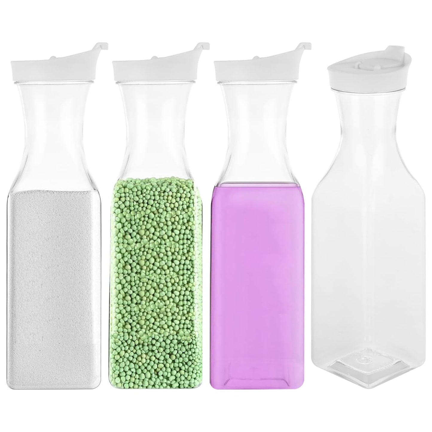 LOPYXBR 4PCS Laundry Detergent Storage Bottles, 1.5L PET Washing Powder Storage Container, Durable Fabric Softener Storage Bottle Plastic for Washing