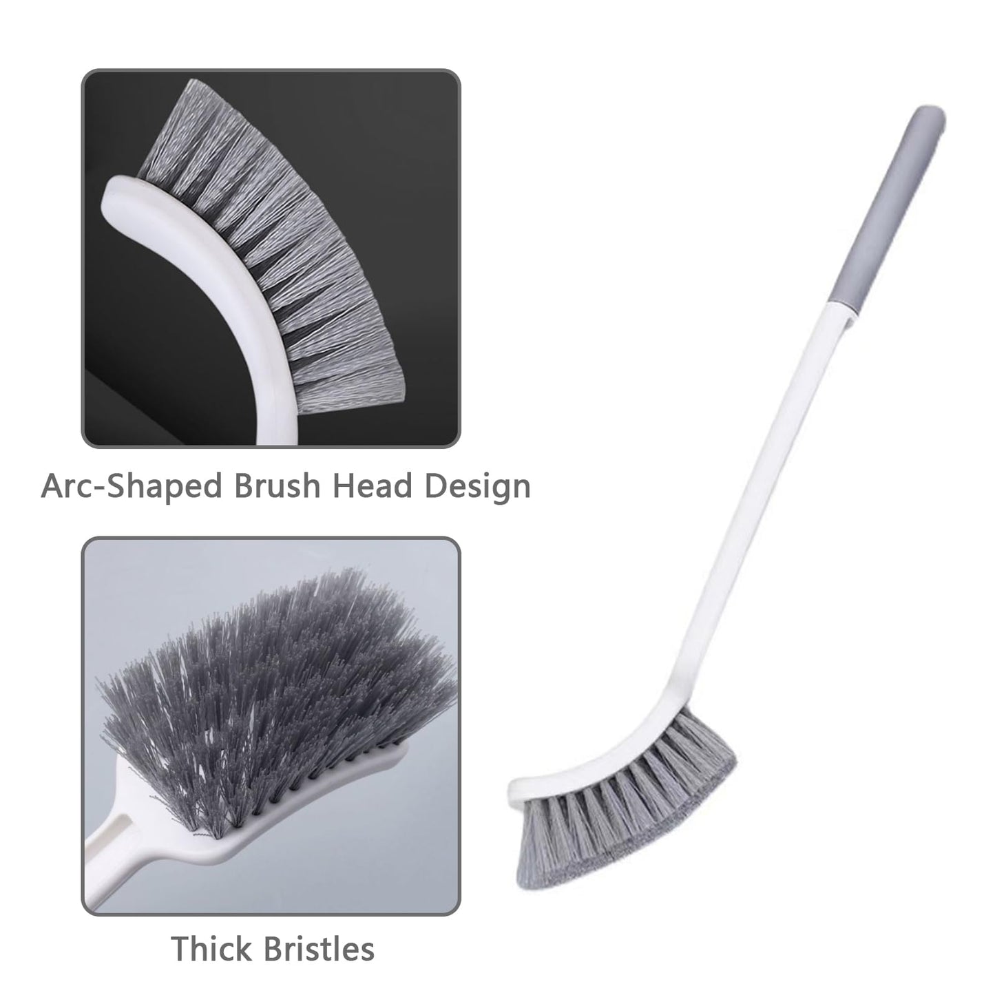 Lizbin Toilet Brush, Bathroom Toilet Bowl Brush, Curved Design Toilet Brush for Deep Cleaning Under Rim, Toilet Cleaner Brush with Long Handle