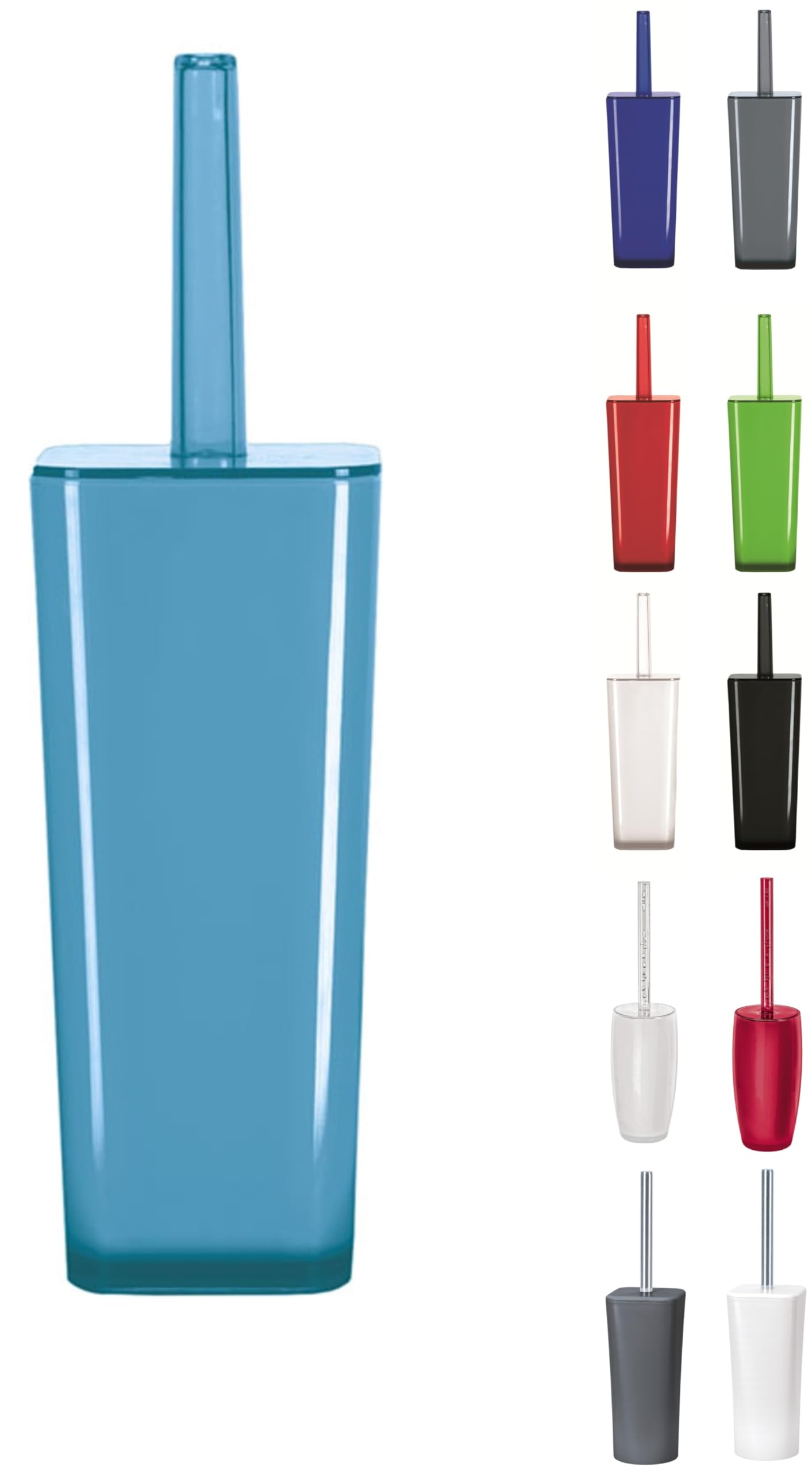 KW "Easy" Enlcosed Plastic Toilet Brush and Holder (Turquoise)