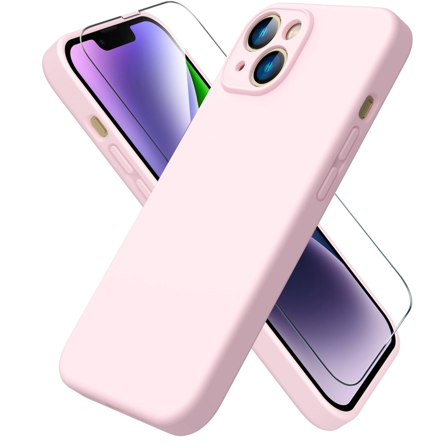 ACRONIX Compatible with iPhone 14 Case 6.1",with 1 x Screen Protector, Silky-Soft Touch Liquid Silicone Case Shockproof Rubber Cases Comprehensive