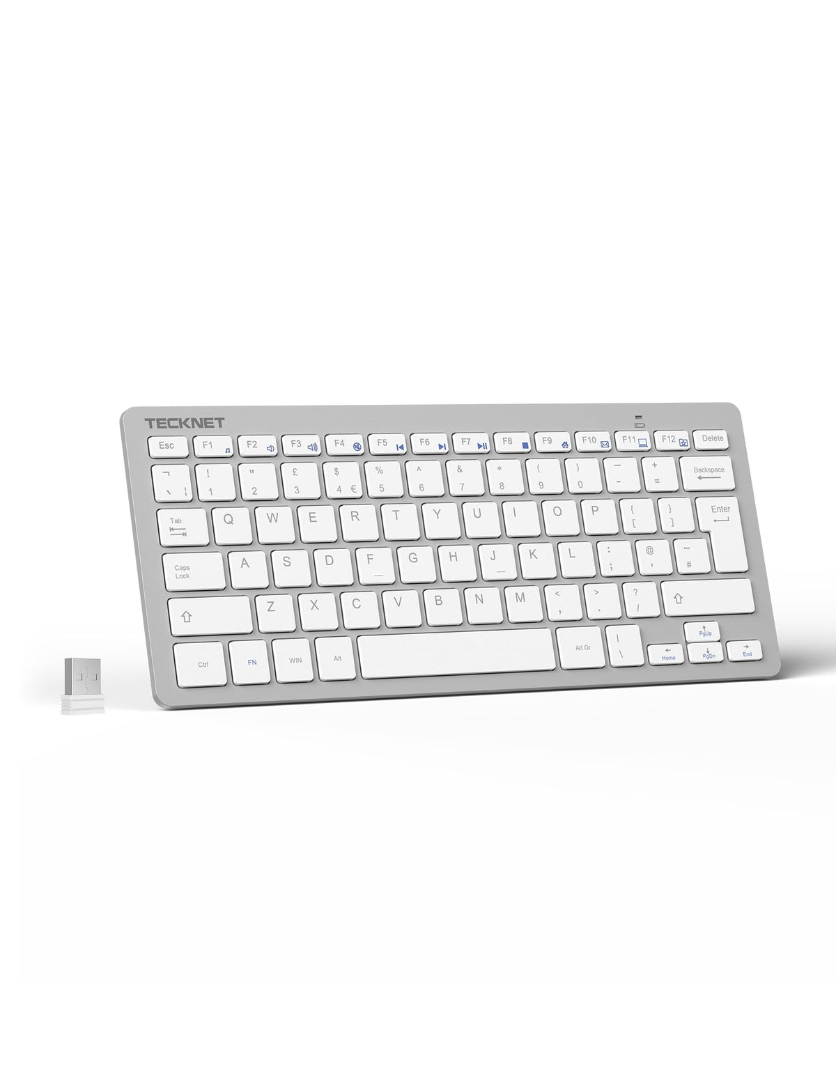 TECKNET 2.4G Wireless Keyboard, Small Keyboards with Media Hotkeys, Ultra Slim Compact Wireless Keyboard, 12-Month Battery Life, Compatible with PC,