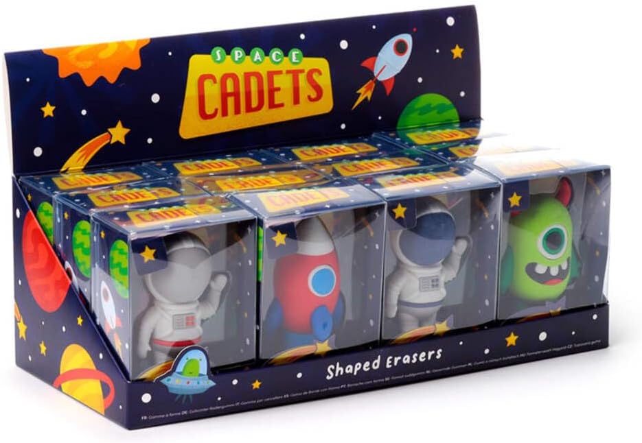 Puckator Space Cadet Eraser in a Mini Box - Rubber Erasers Stationery Set - Party Bag Fillers - Erasers - Pencil Rubbers - Cool Kids School Rubbers Starting School Gifts one at random