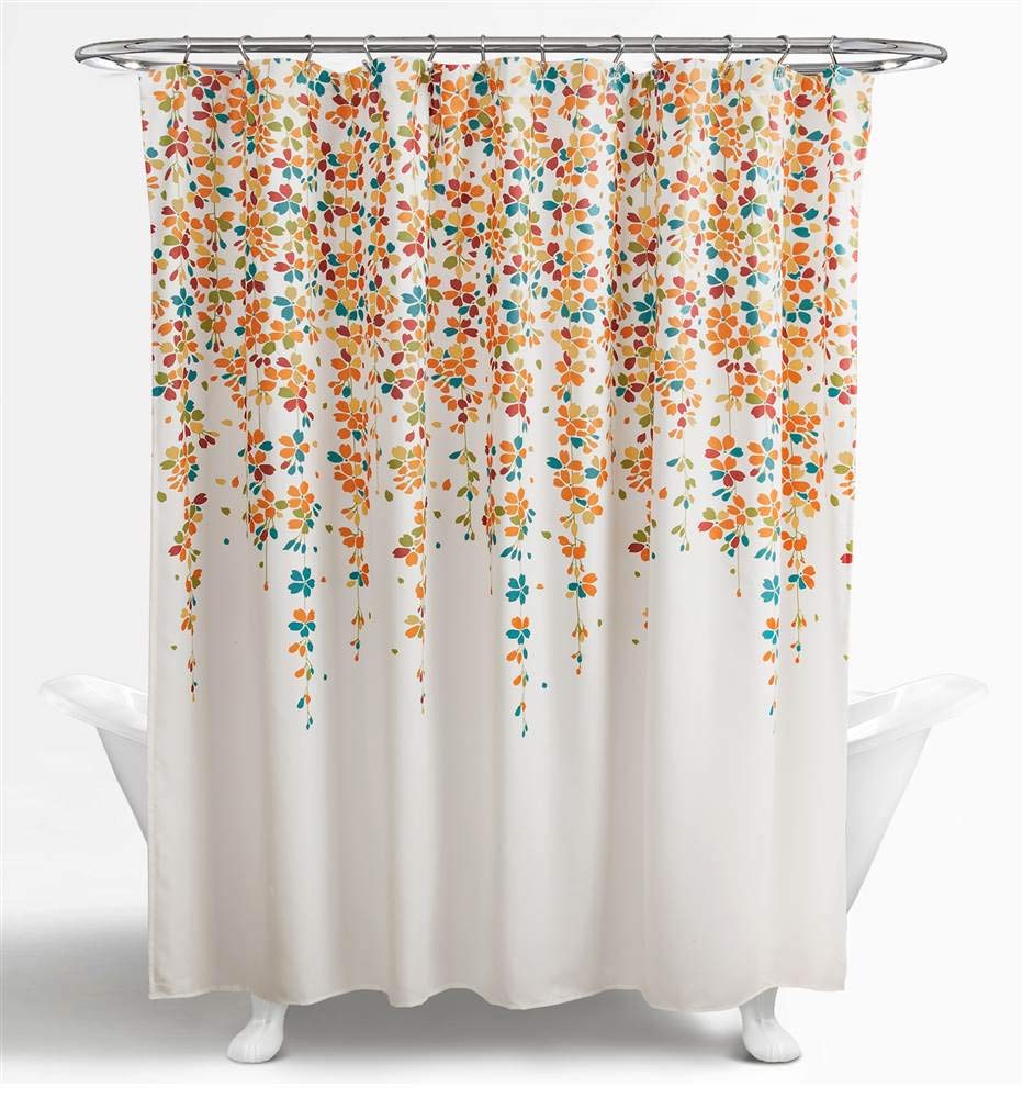 Lush Decor Weeping Flower Shower Curtain, 72" x 72", Turquoise