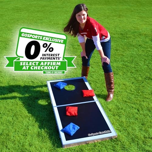 GoSports 4 x 2 ft Regulation Size Aluminum Cornhole Game Sets – Choose LED Lights or Standard - Set Includes 2 Foldable Boards, 8 Bean Bags, & Rules