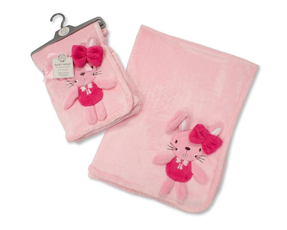 Beautiful Very Soft Baby/Child Small Rabbit Applique 3D Pink Blanket 75 x 100 cm