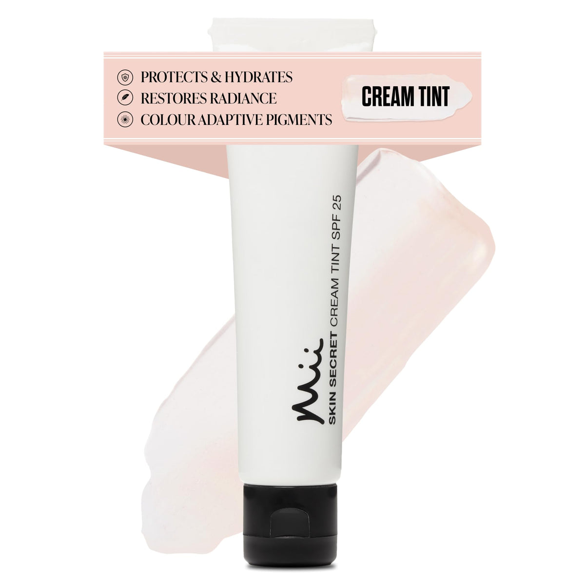 Mii Cosmetics Skin Secret, Cream Tinted Moisturiser, SPF25, Ultra Lightweight Fluid Tint, with Micro Encapsulated Pigments for Natural Radiance,