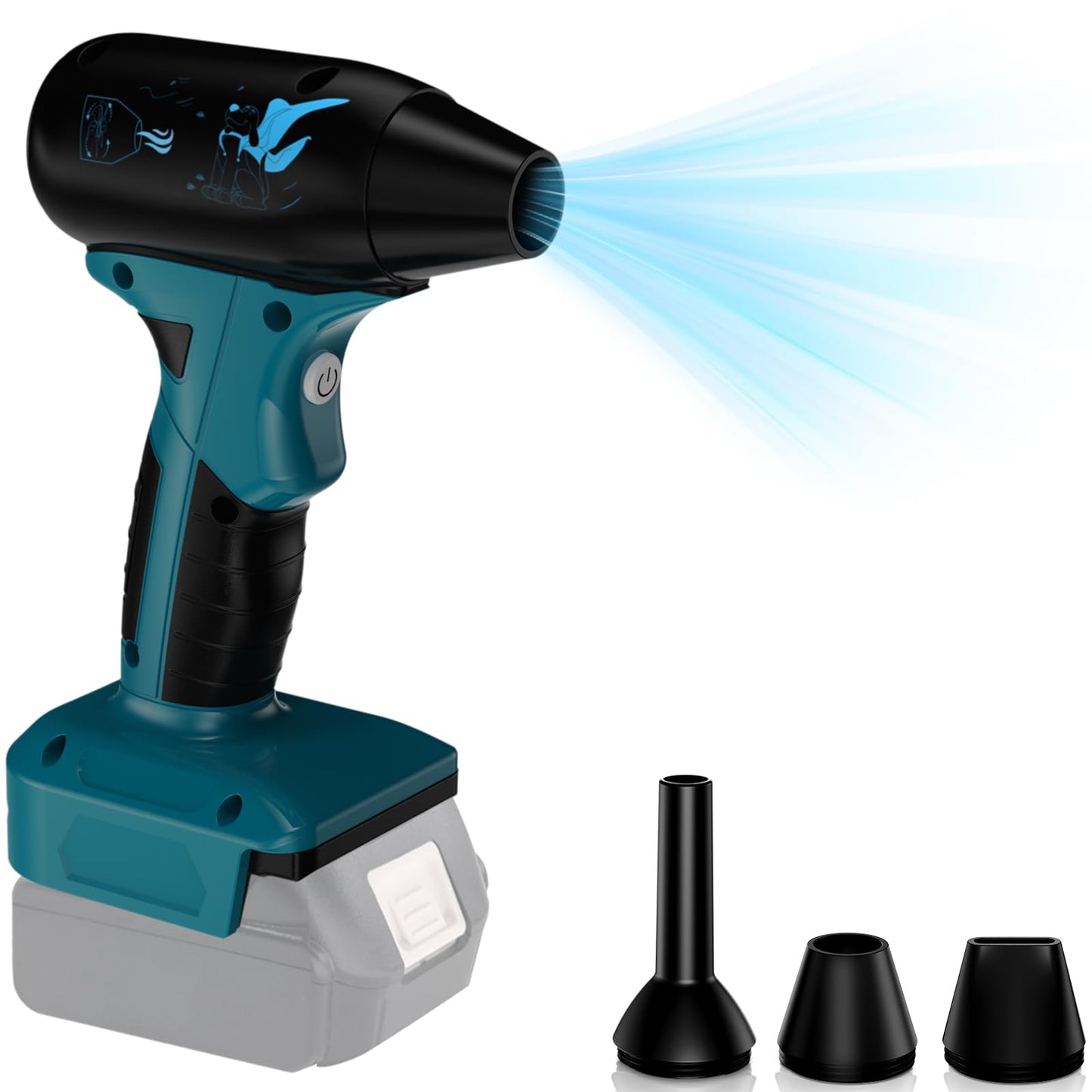 for Makita 18V Li-ion Lithium Battery Powered Jet Dry Blower, 130000RPM Compressed Air Duster, 4 Gear Adjustable Air Duster, Jet Fan Mini Blower for