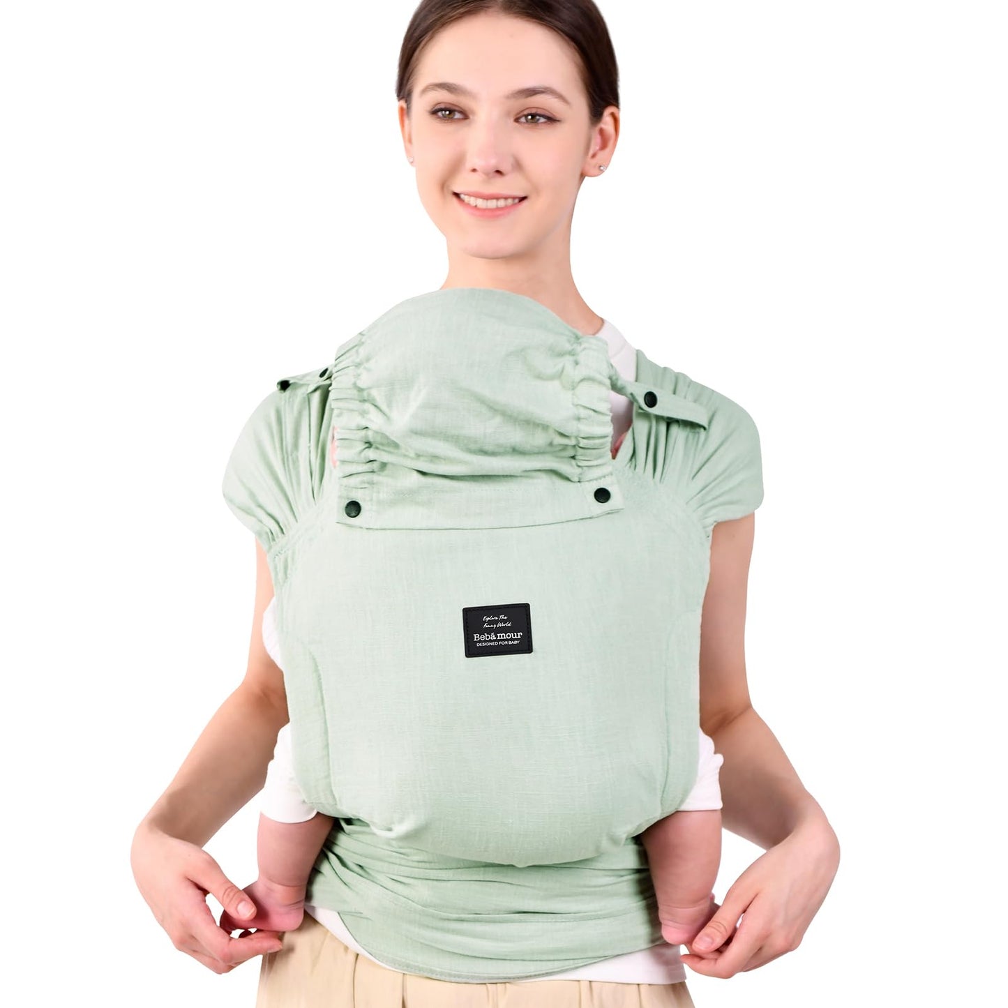 Bebamour Baby Carrier Newborn Ajustable One Size Baby Carriers Easy to Wear, Green
