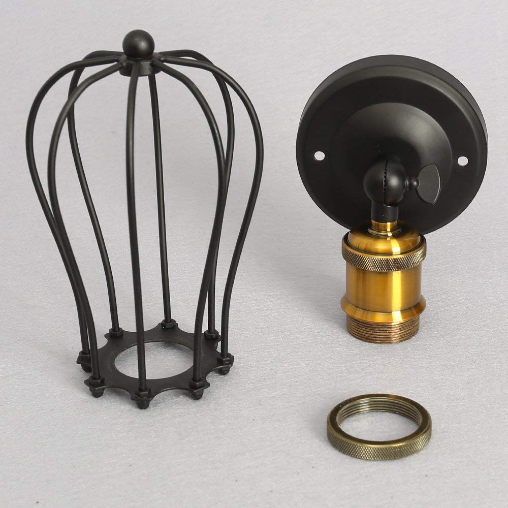 Chrasy Wall Lamp Vintage Industrial Adjustable Metal E27 Base Wall Sconce Antique Wire Cage Rustic Retro Style for Bedroom Living Room Dining Table, 2