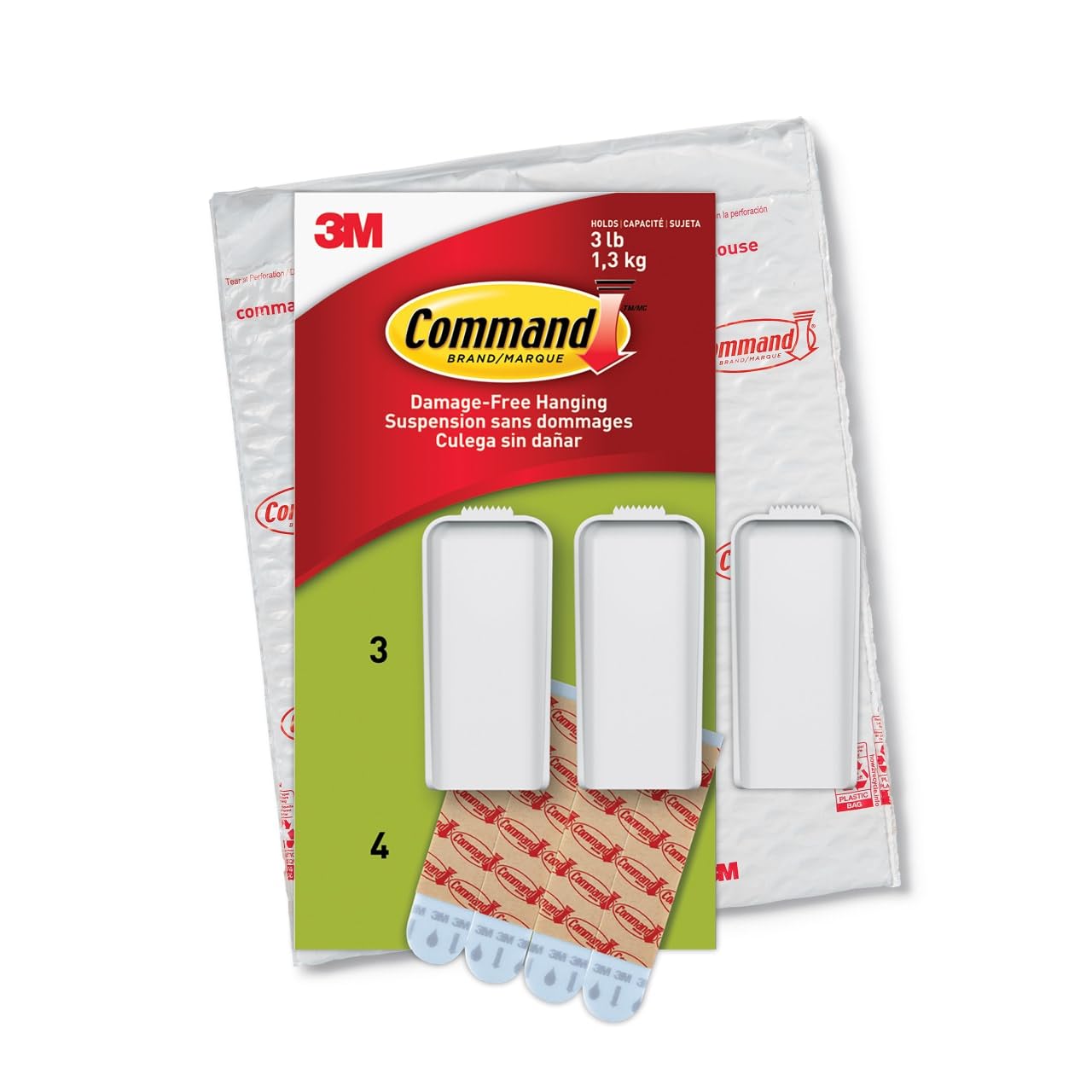 Command PH044-3NA Large Canvas Hangers, Indoor Use, 0