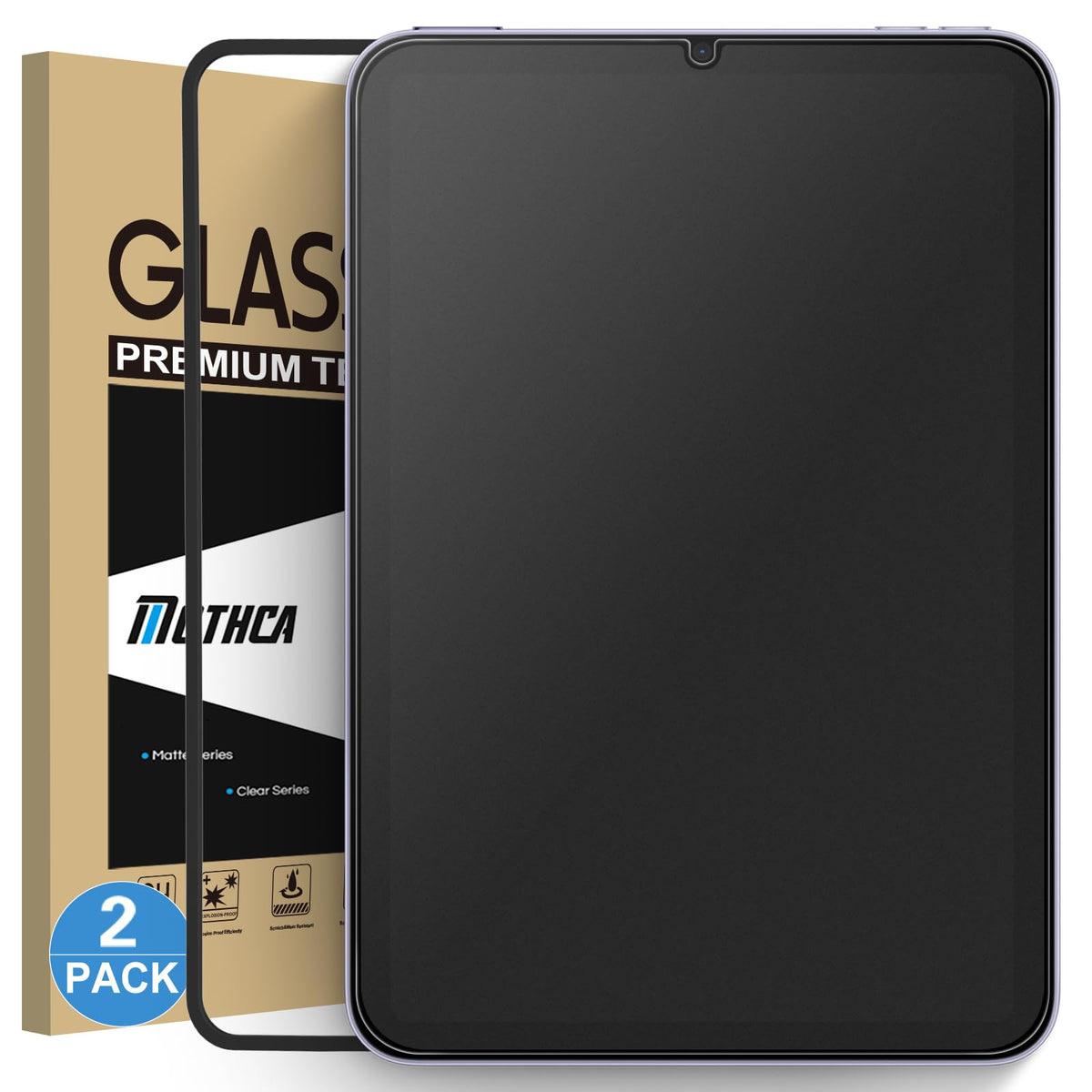 Mothca 2 Pack Matte Glass Screen Protector for iPad Mini 8.3 inch A17 Pro (2024) & iPad Mini 6 (2021), Anti-Glare Anti-Fingerprint Tempered Glass Film