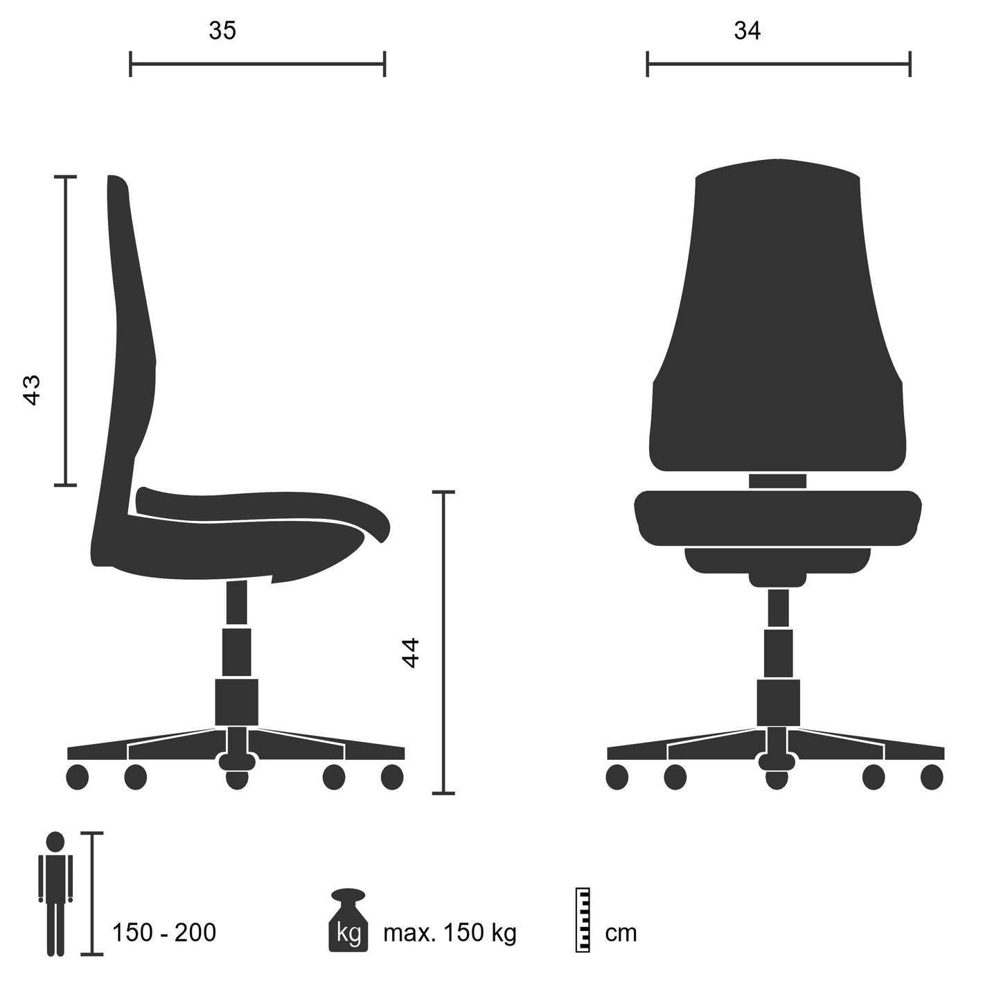 hjh OFFICE 645022 Chair VANTAGGIO COMFORT metallic white stackable sturdy