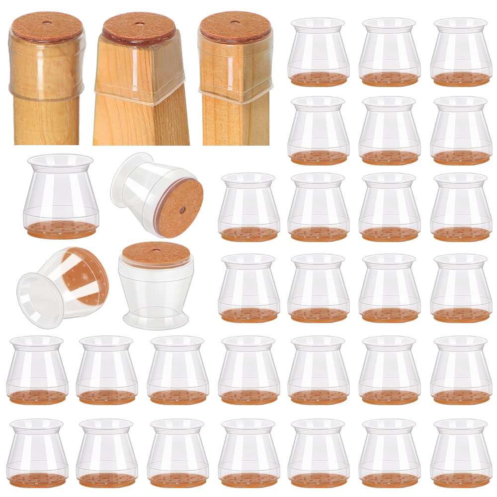32 Pcs Chair Leg Floor Protectors for Hardwood Floors Silicone Covers to Protect Wood Tile Floors Felt Pads Furniture Leg Caps(Medium)