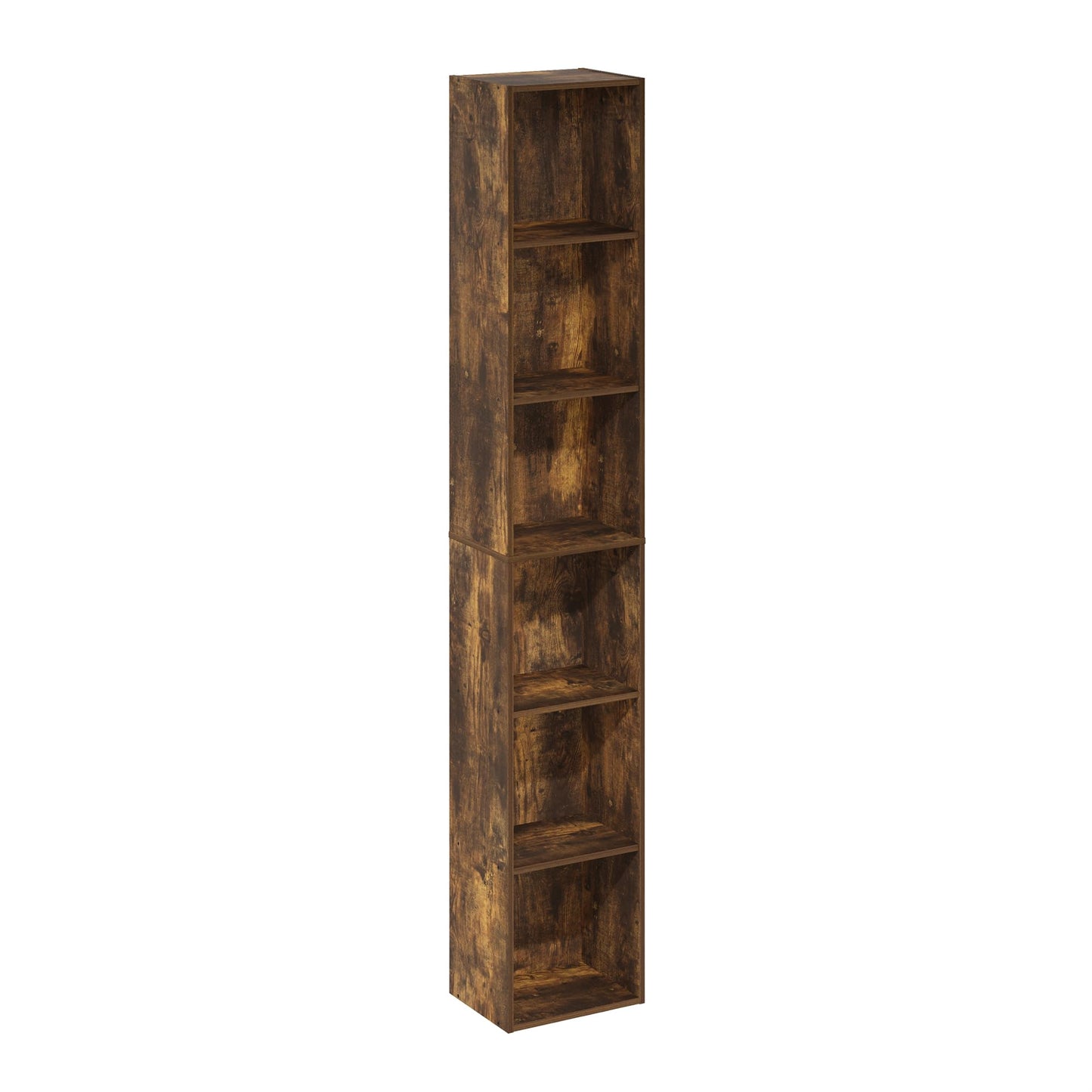 Furinno LUDER Book Shelf, 6-Tier Tall Modern Bookshelf, Bookcase with Open Shelves, 9.3 x 12 x 71, for Living Room, Bedroom, Home Office, Amber PINE