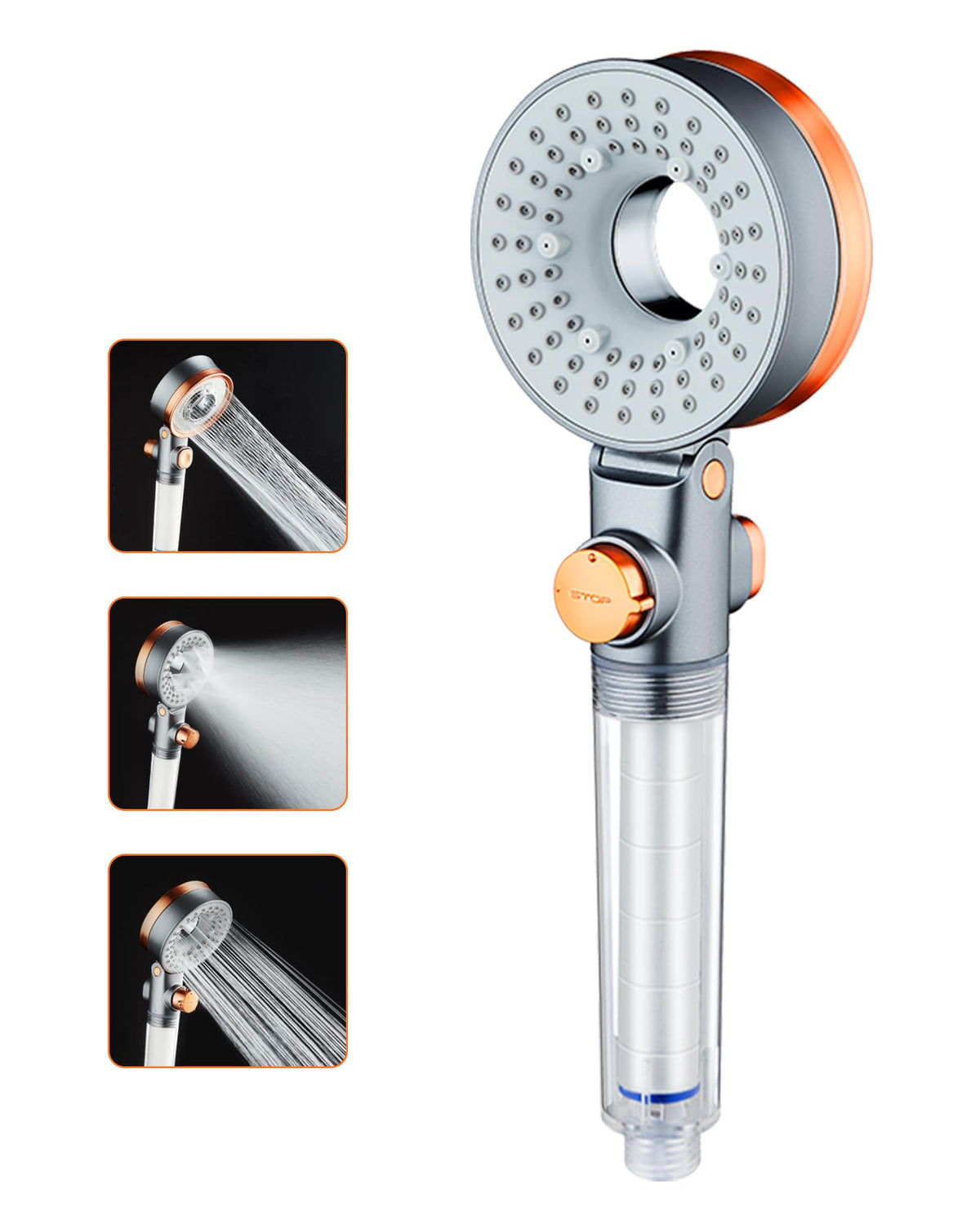 Shower Head with Filter for Hard Water, 3 Shower Modes, Water Saving with Adjustable Pressure, Universal Handheld Shower