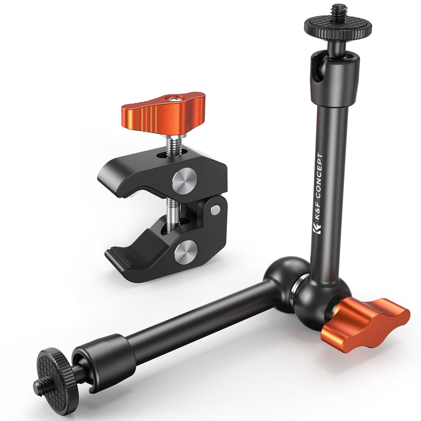 K&F CONCEPT 9.8" Magic Arm with Clamp, Super Clamp with 1/4" 3/8" Screw, Camera Arm with Cold Shoe Mount for DSLR Action Cam Monitor Tripod, Camera