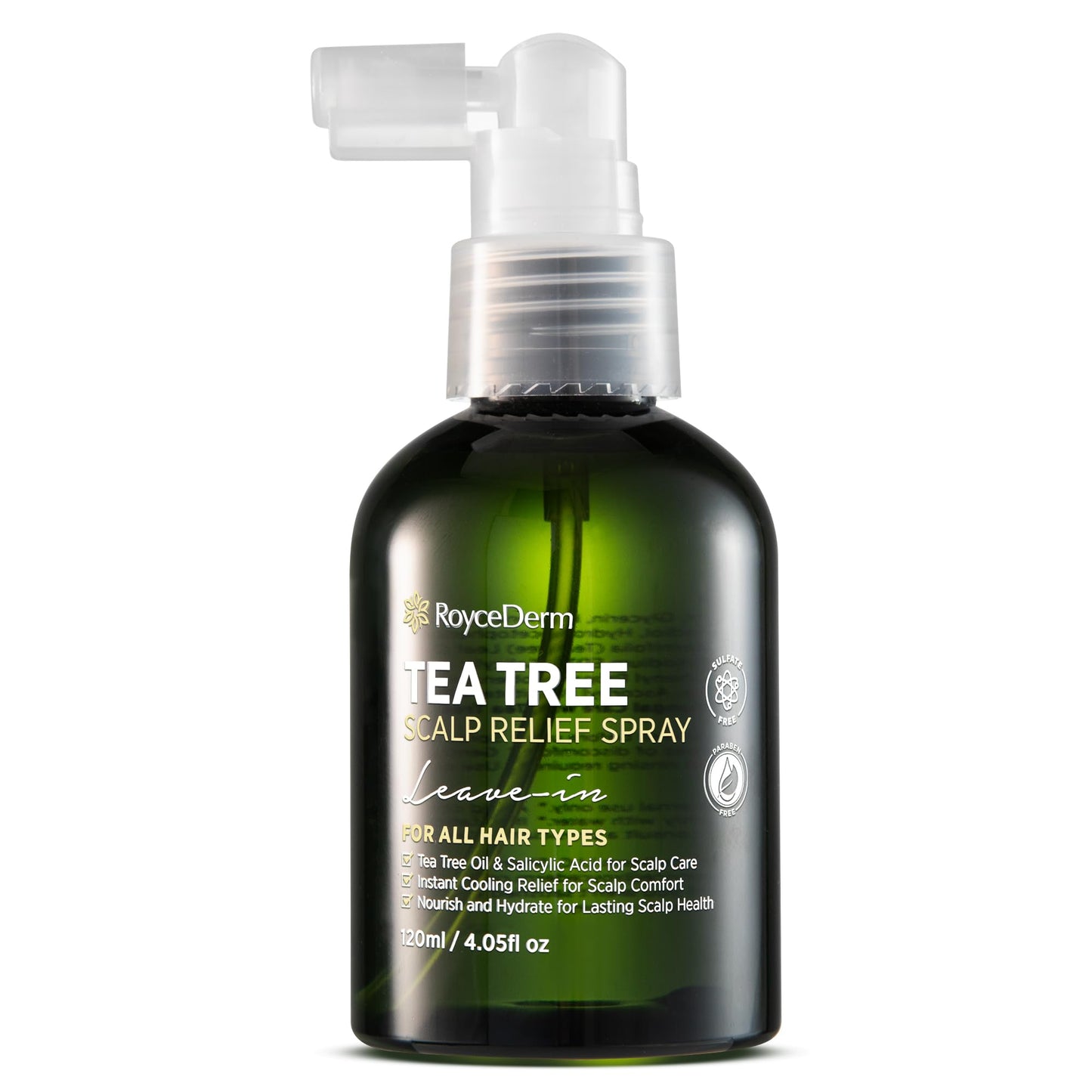 RoyceDerm Tea Tree Scalp Relief Spray: Leave-In Scalp Care for Dry, Flaky, and Itchy Scalp - Tea Tree Oil Formula for Dandruff, Comfort, Hydration,