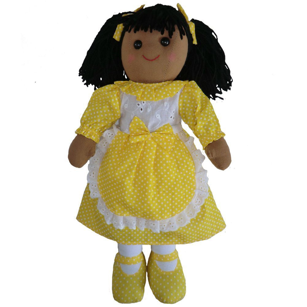 Rag Doll - Yellow Polka Dot Dress - Handmade - Large 40cms - Powell Craft