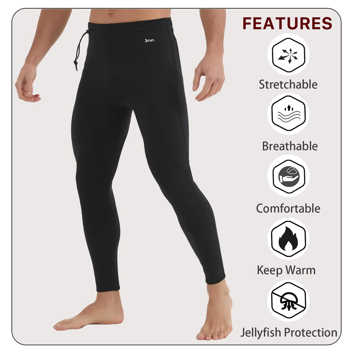 Lemorecn Wetsuits Pants 3mm Neoprene Swimming Canoeing Pants(UK1031-XL?