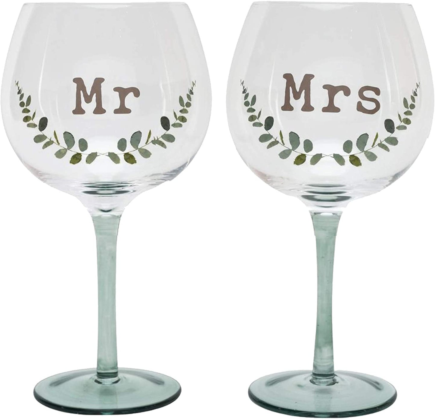 Love Story Mr and Mrs Gin Glass Gift Set Bride/Groom Wedding