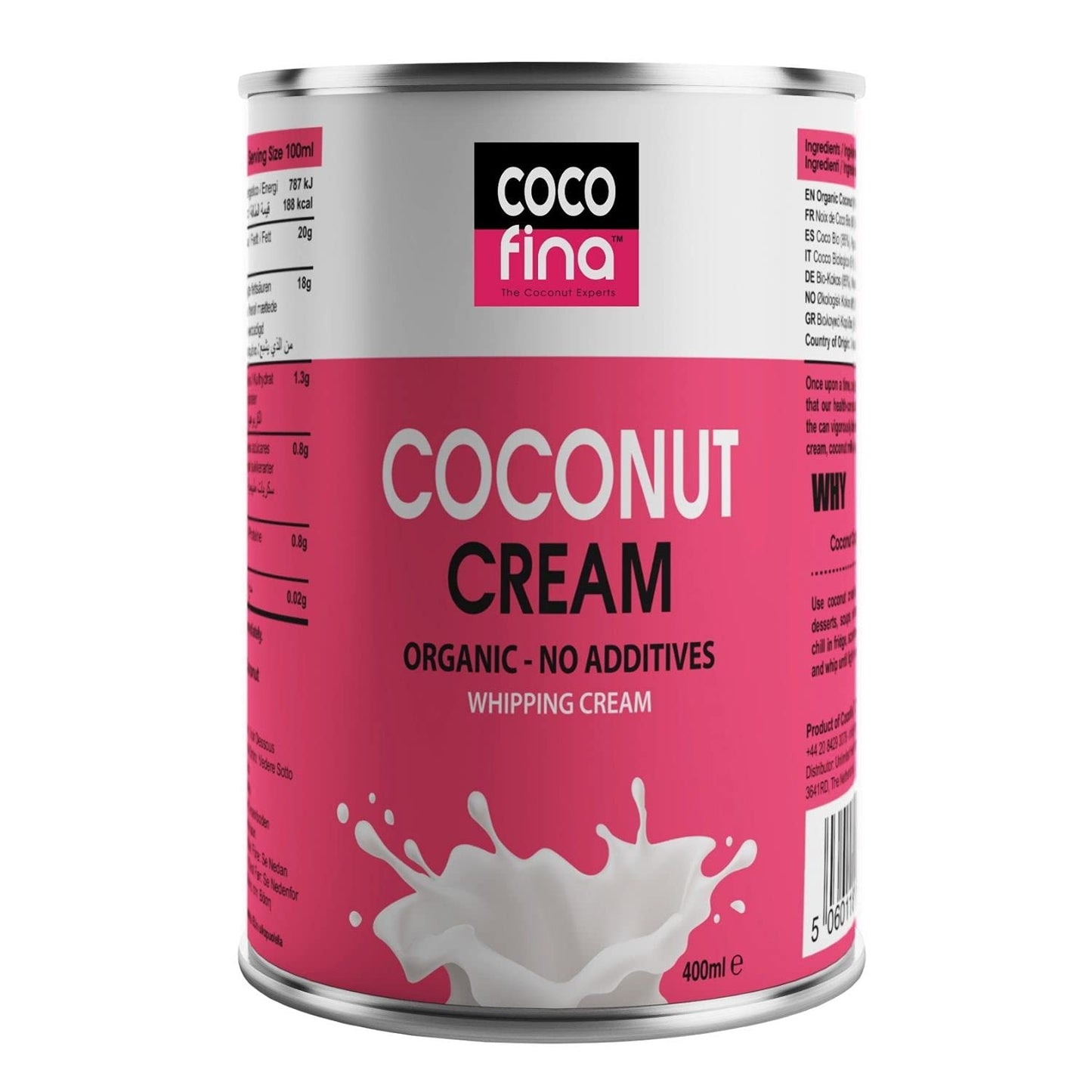 Cocofina Organic Coconut Cream | Gluten-Free, Unsweetened, Dairy-Free, BPA Free Can, No Xanthan Gum Just 90% Coconut & Water, Keto Friendly, Vegan,