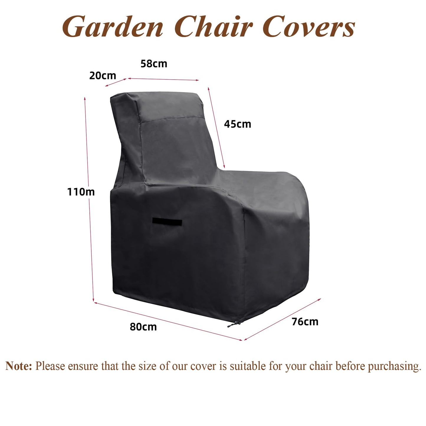 ATR ARTTOREAL Garden Chair Covers Waterproof,Outdoor Patio Furniture Chair Protective Storage Cover, Heavy Duty Stacking Chair Cover Fits up to 82D