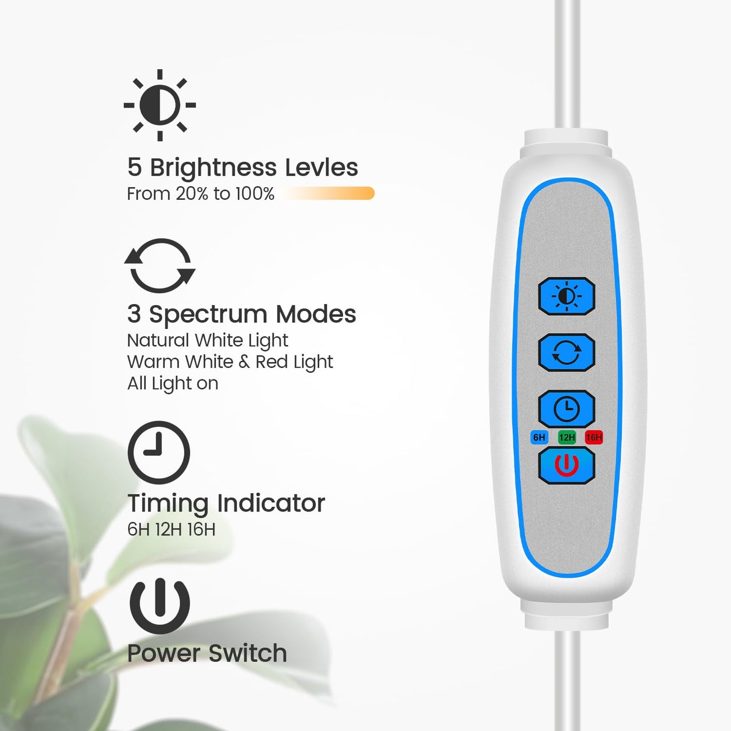 Garpsen Grow Lights, Dual-Head Full Spectrum LED Plant Lights for Indoor Growing with Stand, 3 Color Modes Grow Lamp with Timer 6/12/16H, 5 Dimmable