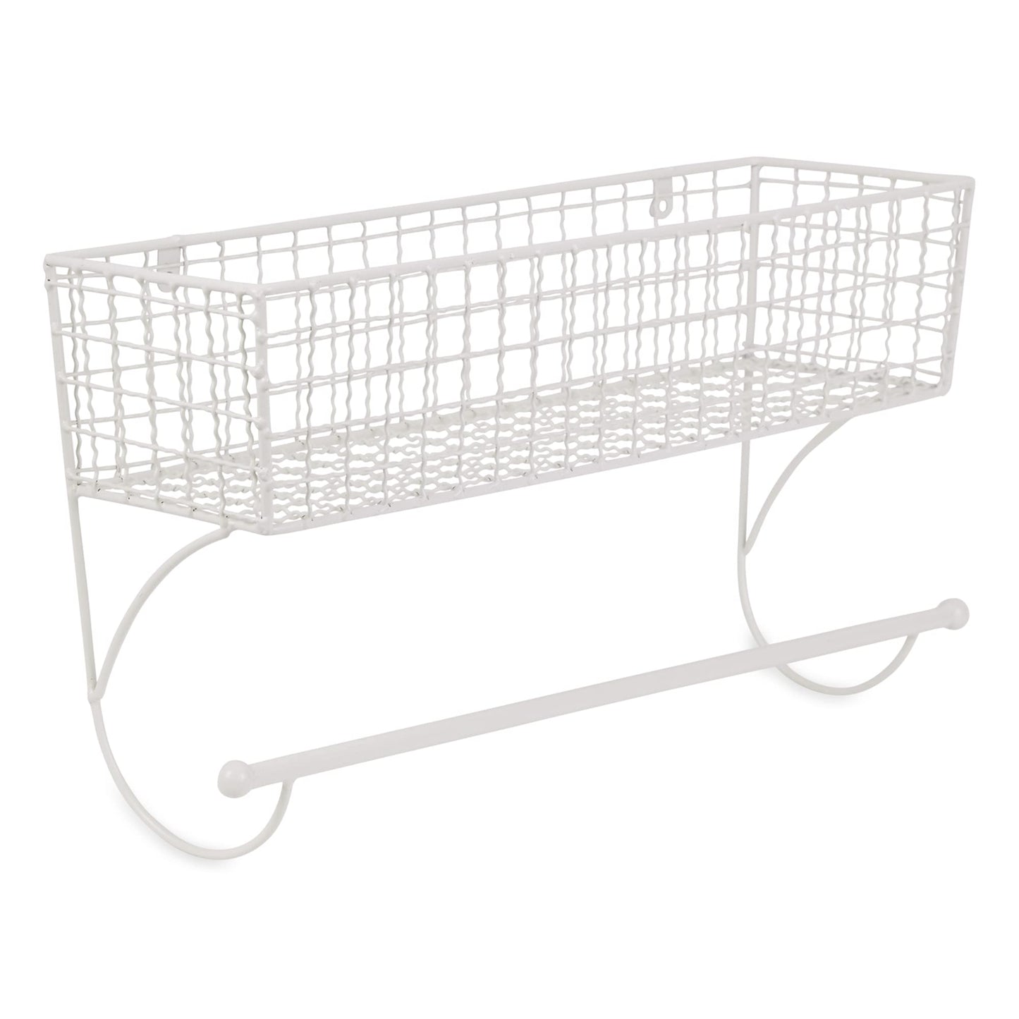 DII Rustic Farmhouse Bathroom D?cor, Metal Storage, Large Towel Bar, Antique White