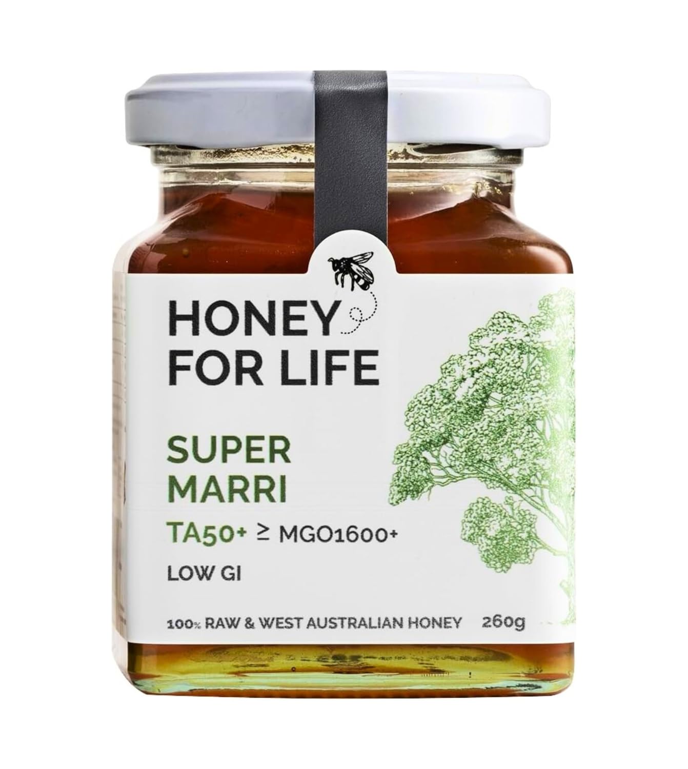 UKs Most Active Honey | Super Marri TA50+ / MGO 1600+ | Stronger than Manuka Honey Medical Grade | Raw Real Honey in Glass Jar | Pure Honey Cold