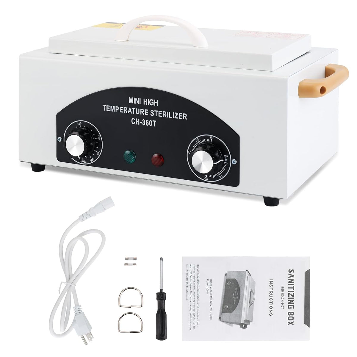 Winb High Temperature Sterilizer Mini Autoclave with Timer 300W Capacity 1.5L for Dental Tools Hairdressing Manicure Tools with Handle