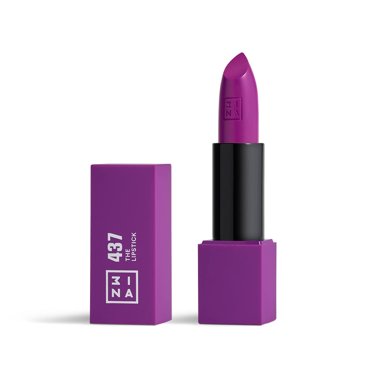 3INA MAKEUP - Vegan - The Lipstick 437 - Purple - Highly Pigmented Shades - Moisturizing Creamy Texture - Smooth Formula - Intense Color - Shiny Satin