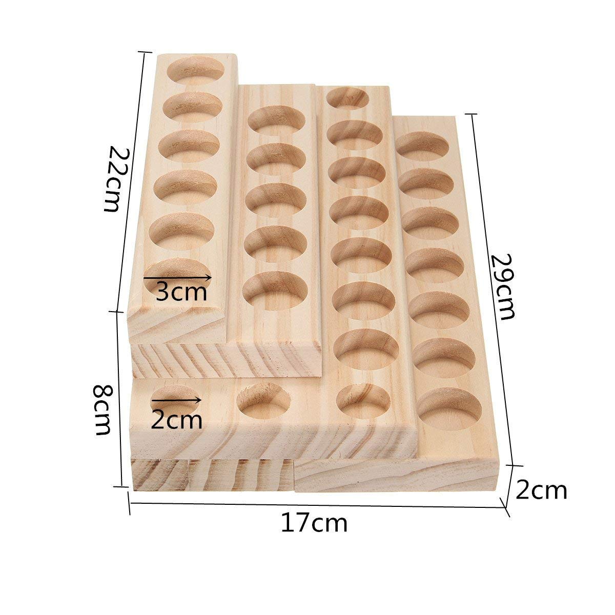 RoseFlower Wooden Essential Oil Storage Box Presentation Display Rack Stand Holder, Holds 30 Bottles