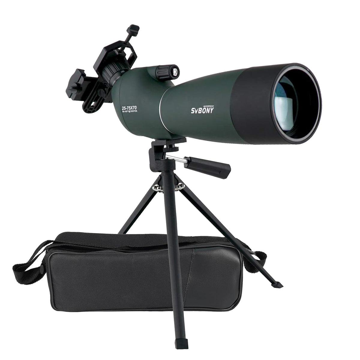 Svbony SV28 Spotting Scope with Tripod Phone Adapter 25-75X70, HD Zoom BAK4 Prism FMC Optics Lens Angled Spotting Scopes for Target Shooting, Bird