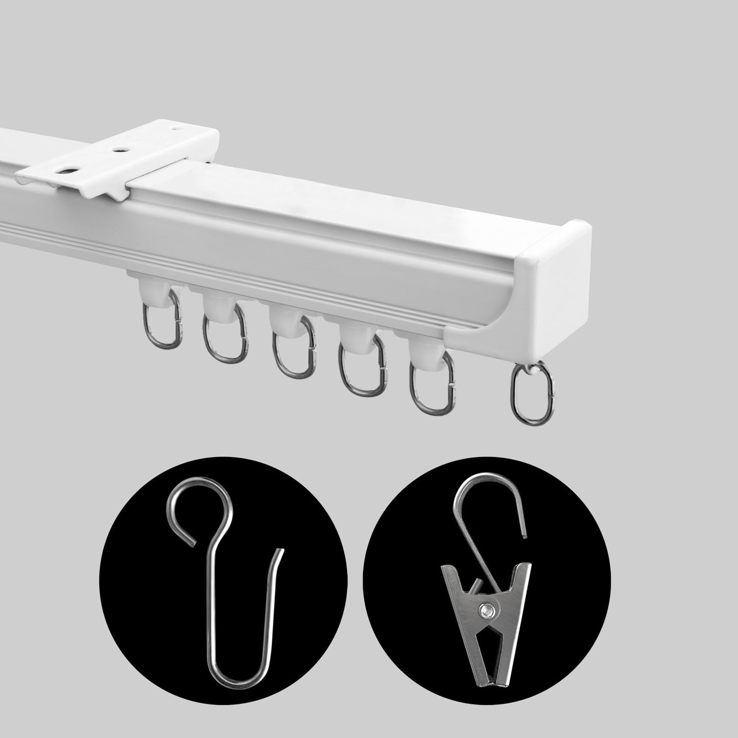 Curtain Track Ceiling Mount Heavy Duty Curtain Tracks Rods System Room Divider Partition Curtain Ceiling Rails Clips Hooks Sliding Shower-Ceiling