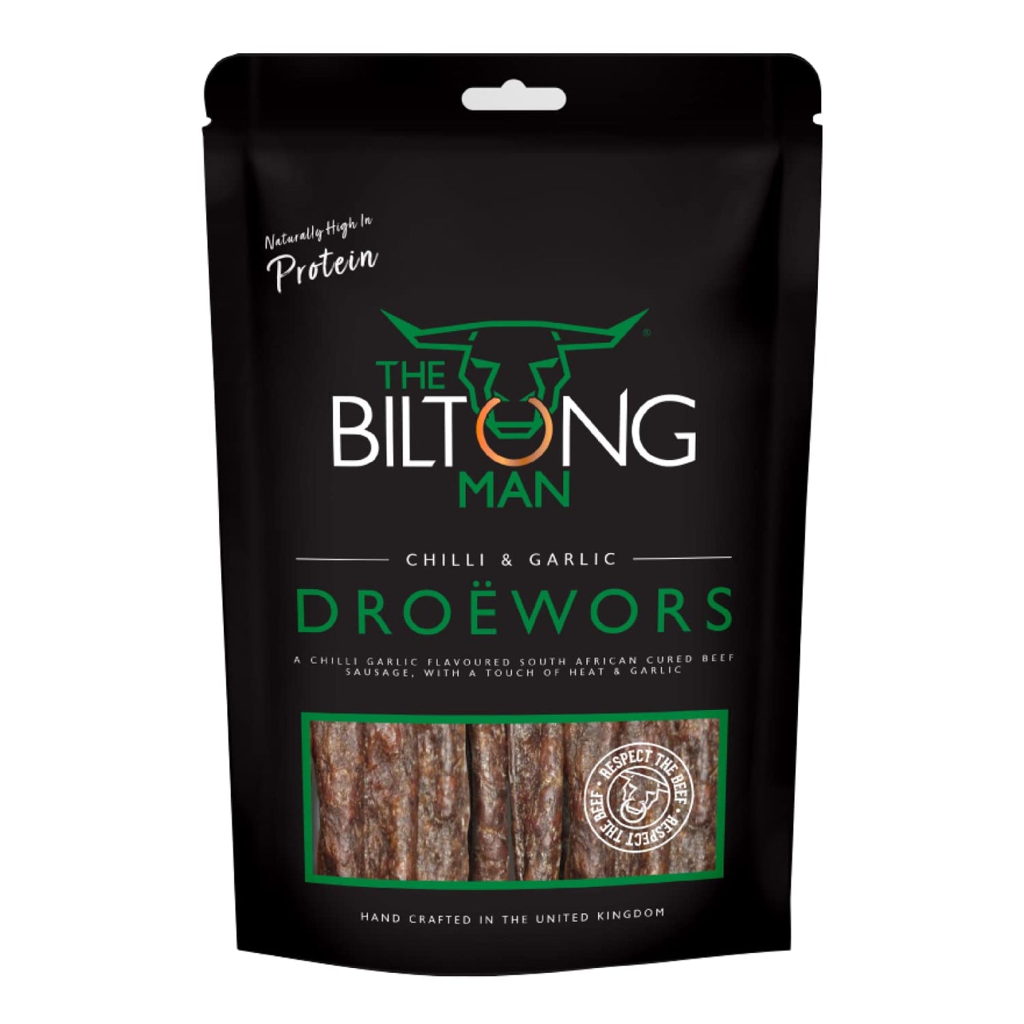 The Biltong Man Chilli Garlic Dro?wors - High-Protein Beef Snack with a Chilli Bite, 500g