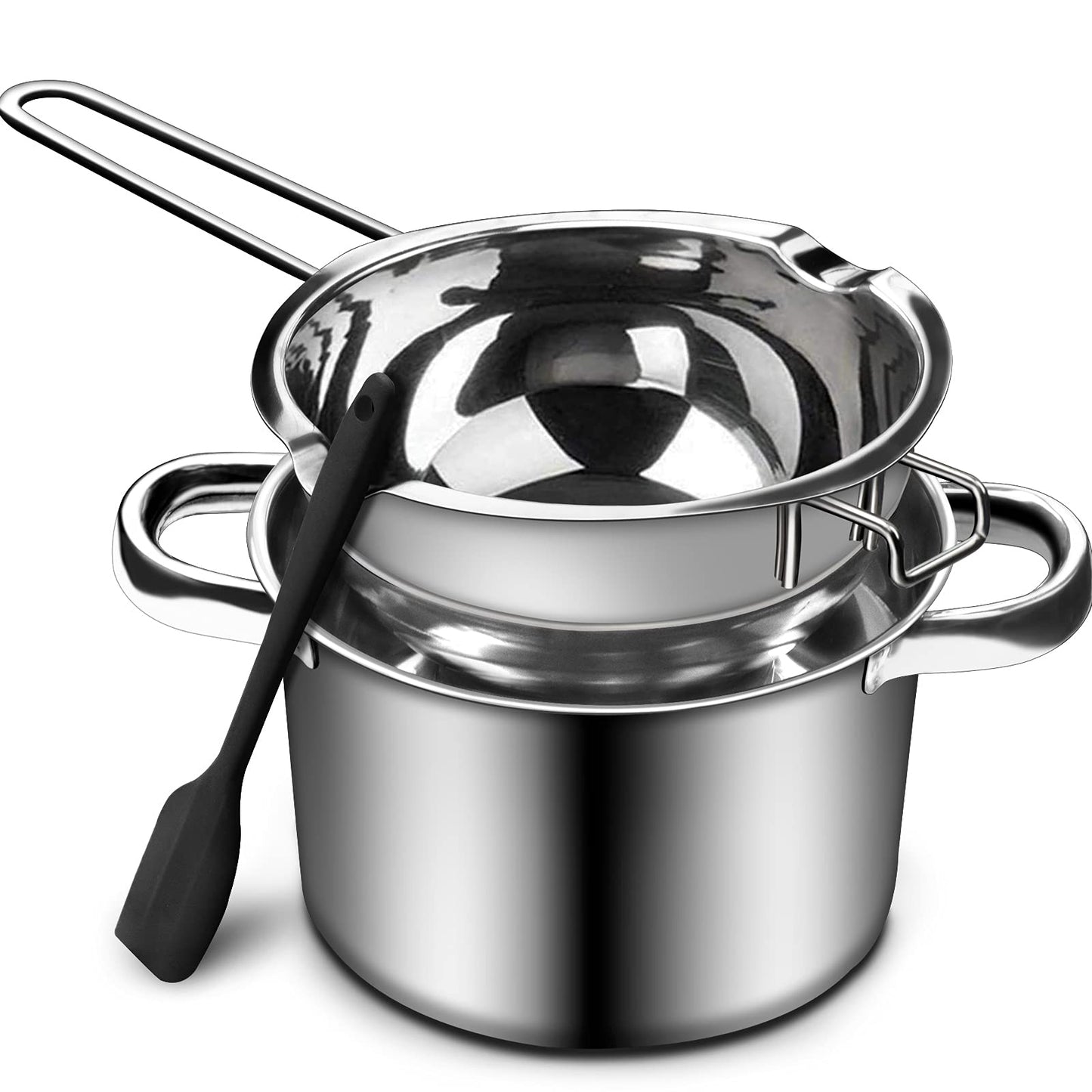 1000ML/1QT Double Boiler Chocolate Melting Pot with 2.3 QT 304 Stainless Steel Pot, Chocolate Melting Pot with Silicone Spatula for Melting Chocolate,