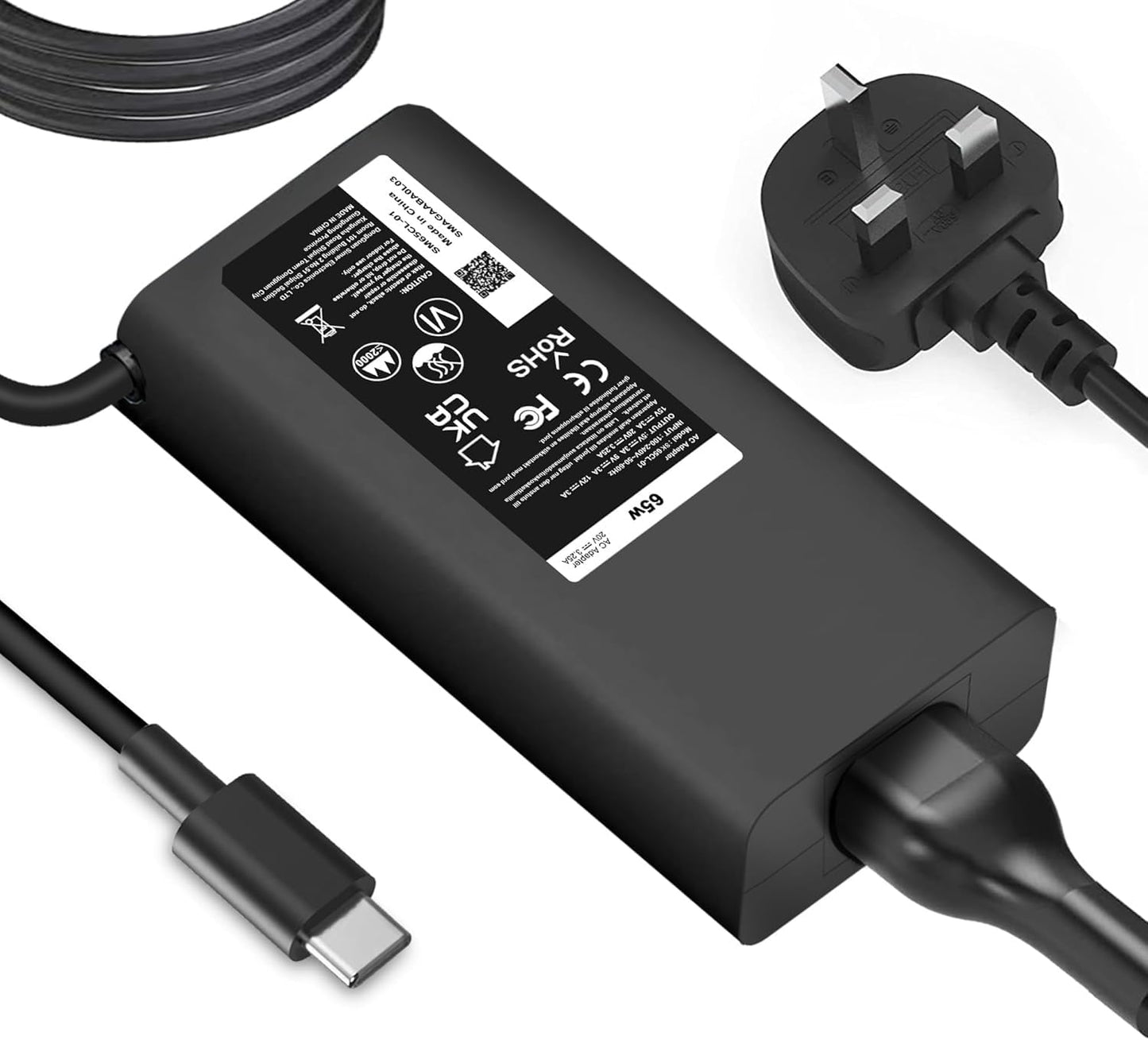 New 65W USB C Power Adapter Compatible with Dell Latitude 3440/3540/5320/5420/5430/5440/5520/5530/5540/7330/7340/7400/7430/7440/XPS 13,ChromeBook
