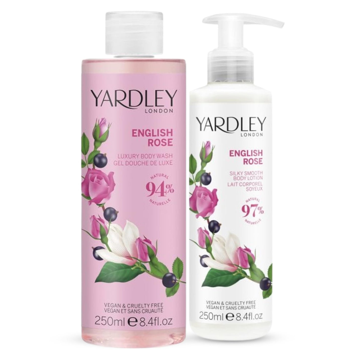Yardley London Body Wash & Lotion Collection - English Rose Essence for Women, Luxury Feel & Timeless British Scent Self Care, Body Wash & Lotion Set